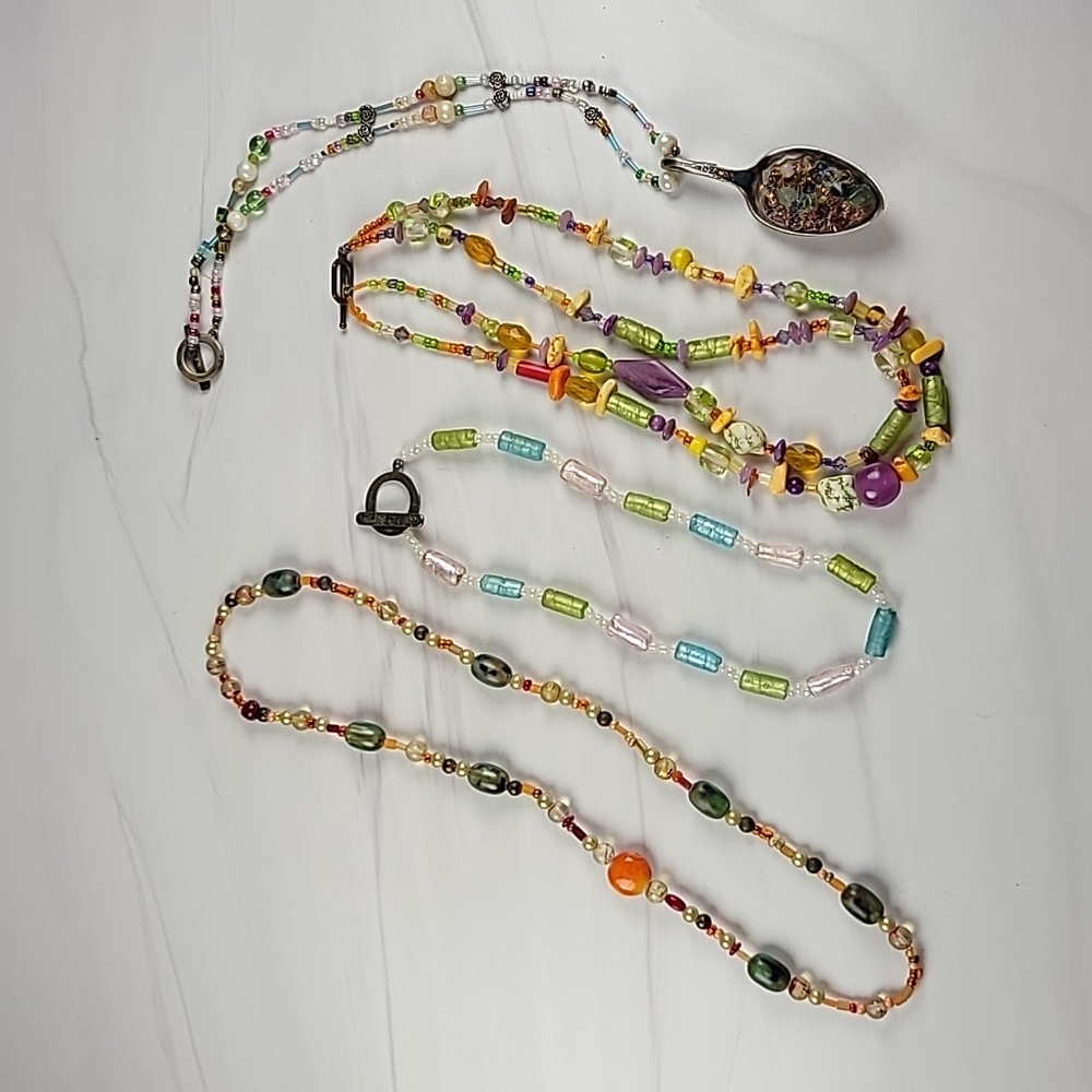 Four hand beaded necklaces